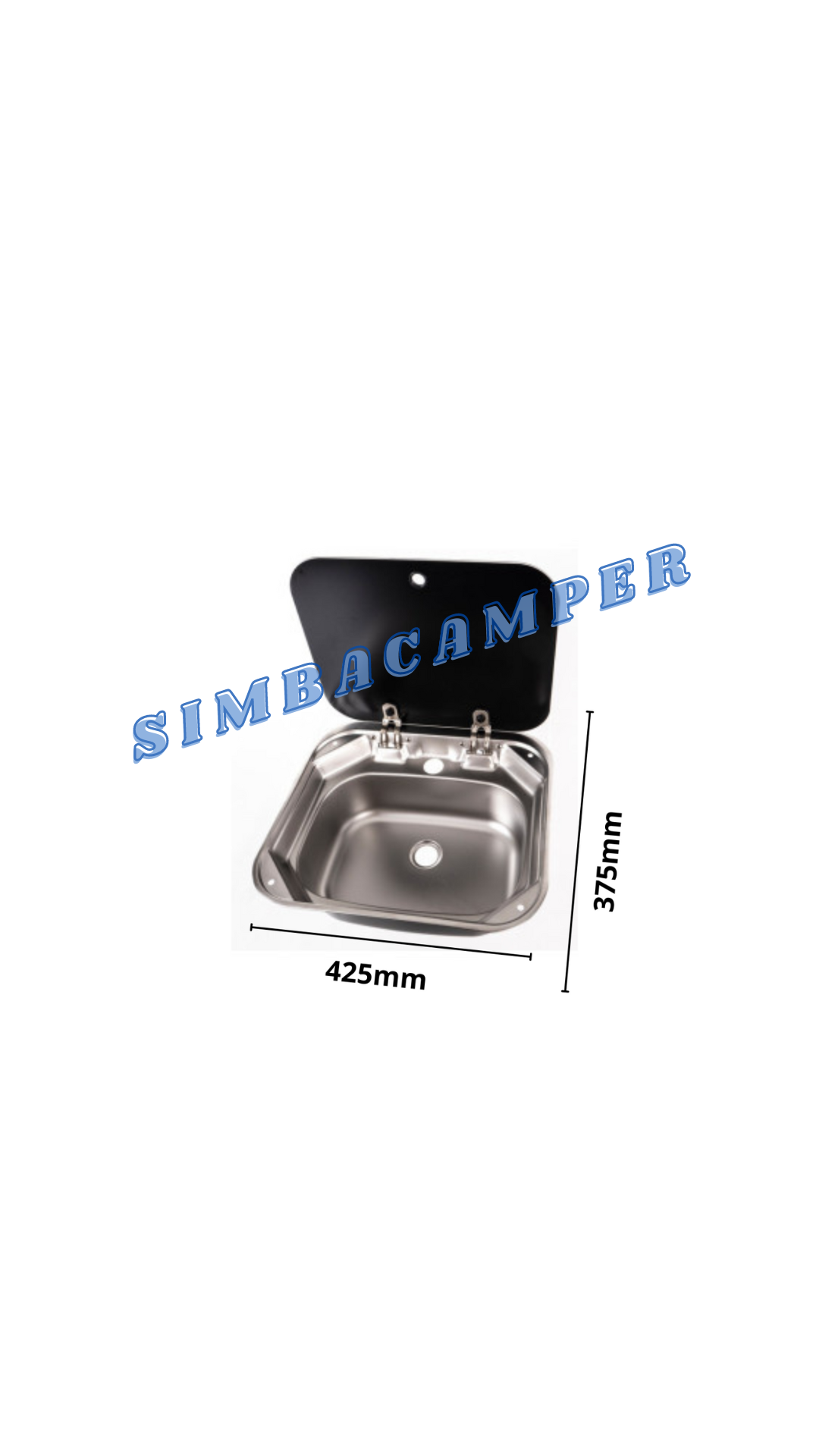 Fregadero tapa cristal camper autocaravana barco 425x375x145