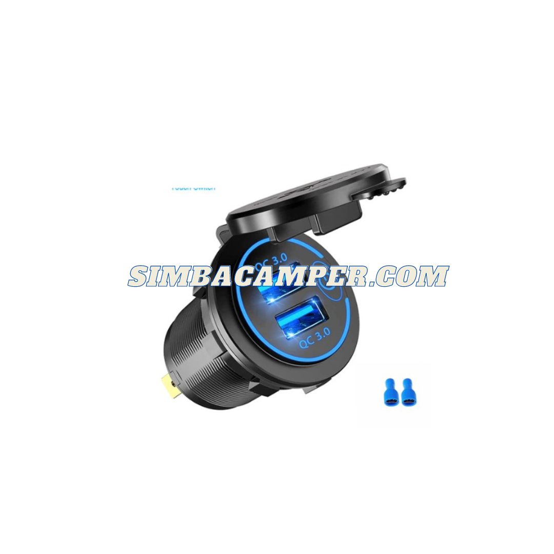 Toma USB 12V Carga rápida camper autocaravana coche