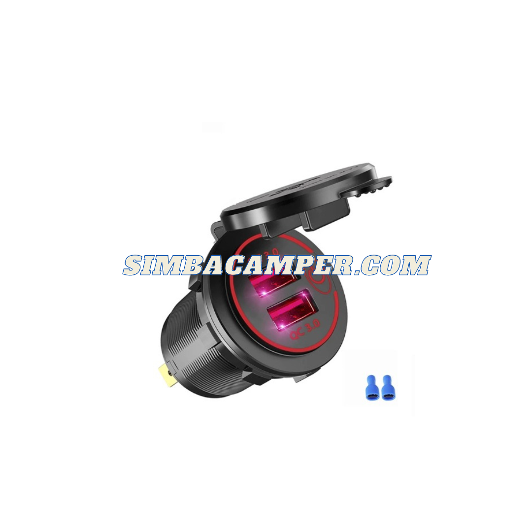 Toma USB 12V Carga rápida camper autocaravana coche