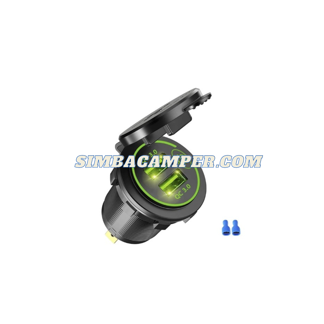 Toma USB 12V Carga rápida camper autocaravana coche