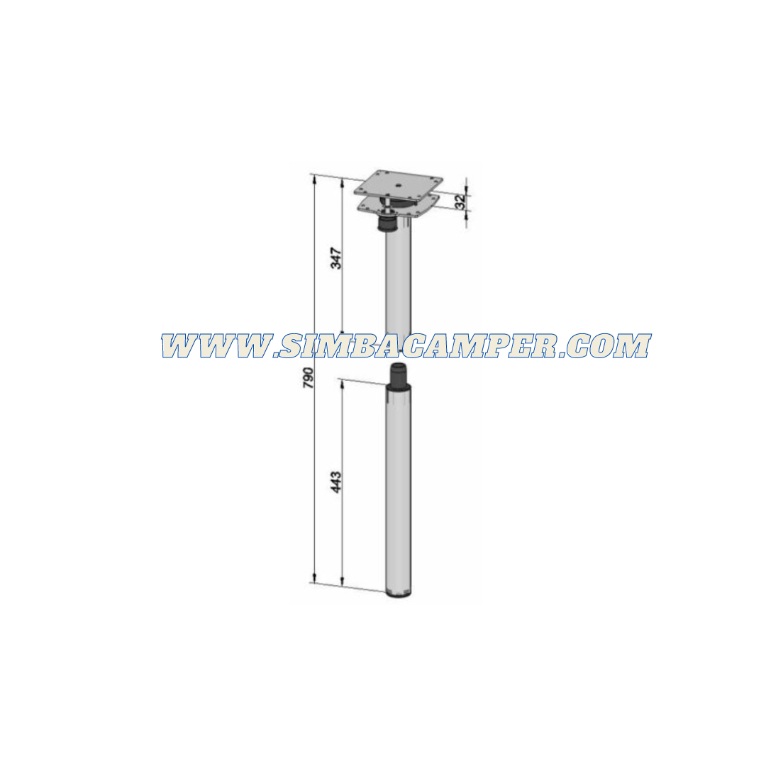 Pata De Mesa giratoria camper autocaravana con Ampliación 701 Mm