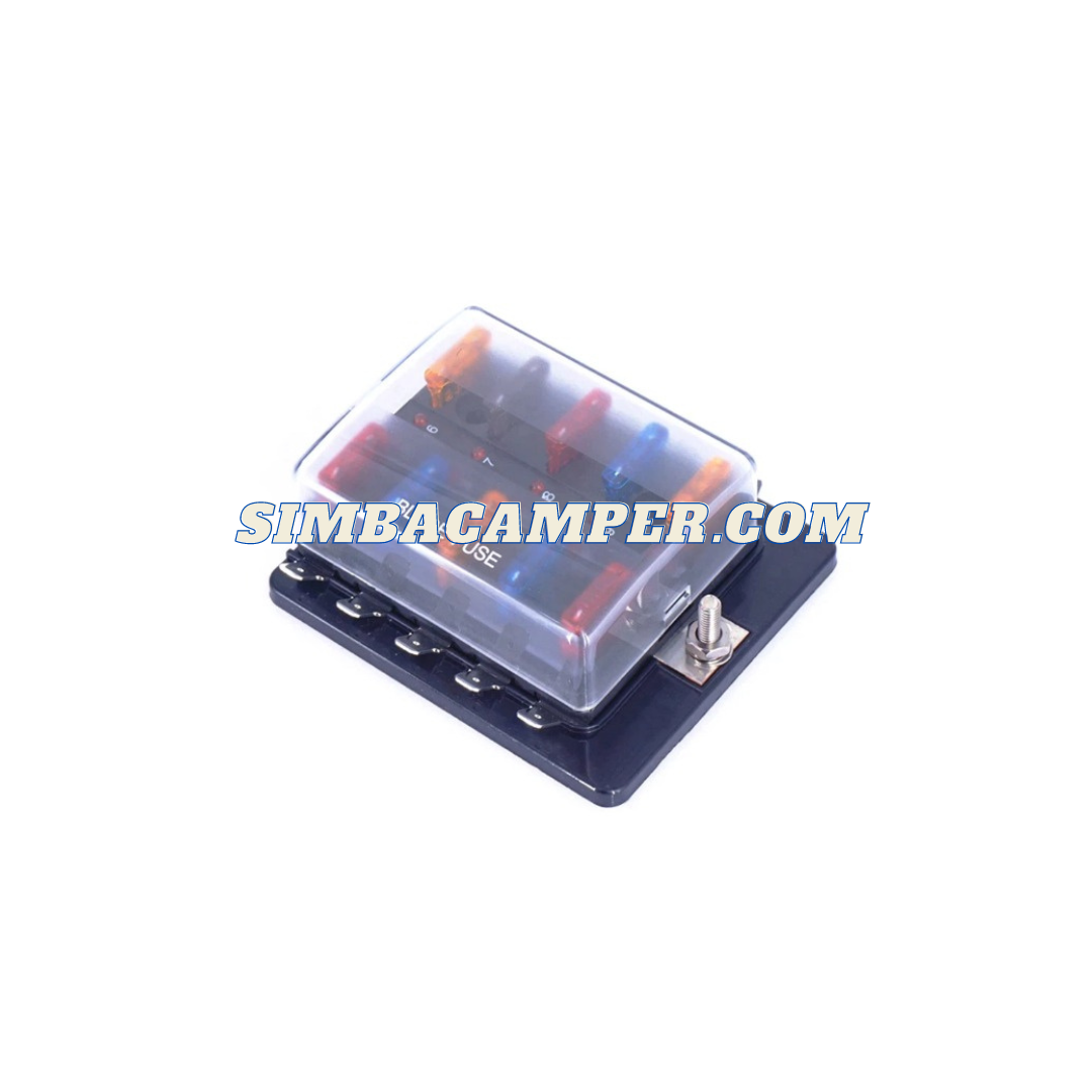Caja portafusibles con led 10 vías camper autocaravana barco