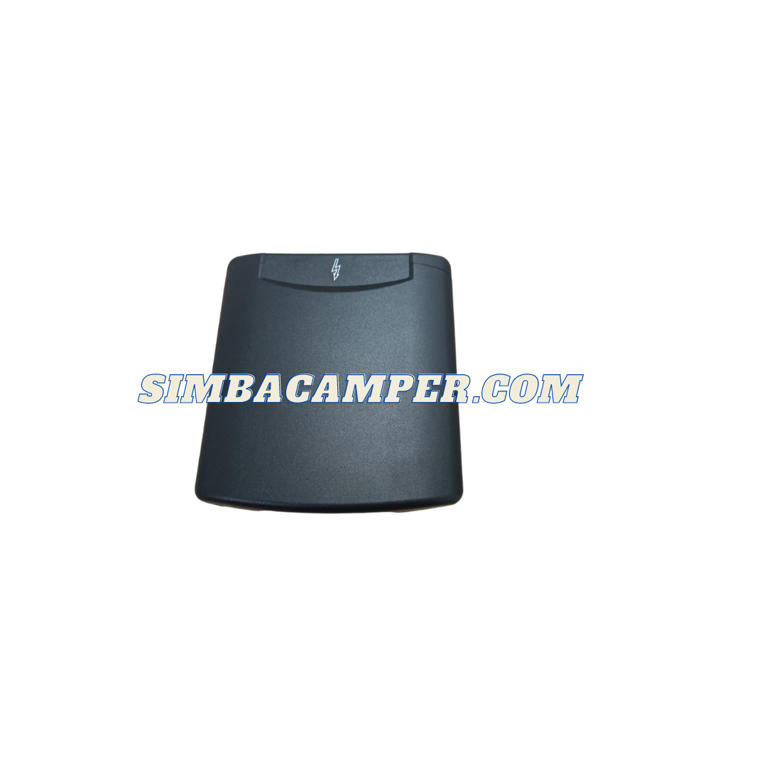 Toma exterior enchufe camper macho CEE negra tapa imán