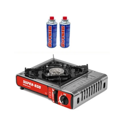 Kit Hornillo de Gas Super Ego + 2 Cartuchos Butsir – Cocina Portátil