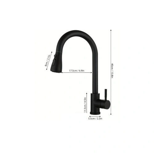 Grifo Negro Inox Extensible para Camper – Diseño Moderno y Funcional