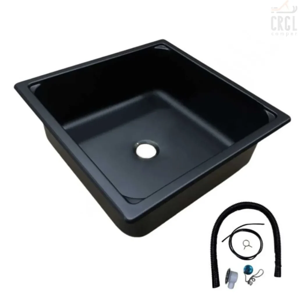 Fregadero Negro Inox – Camper, Autocaravana y Barco 350 x 350 mm