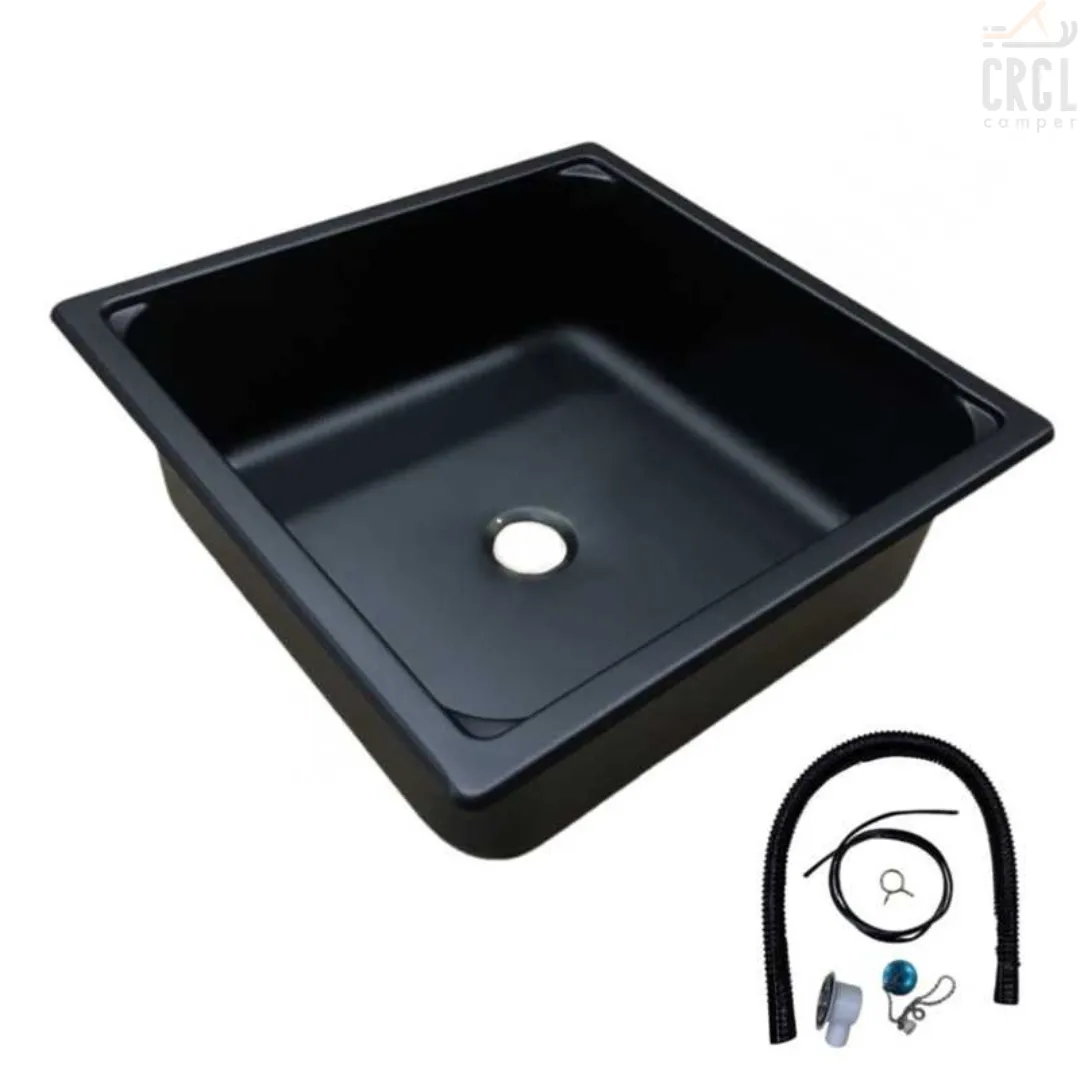 Fregadero Negro Inox – Camper, Autocaravana y Barco 350 x 350 mm