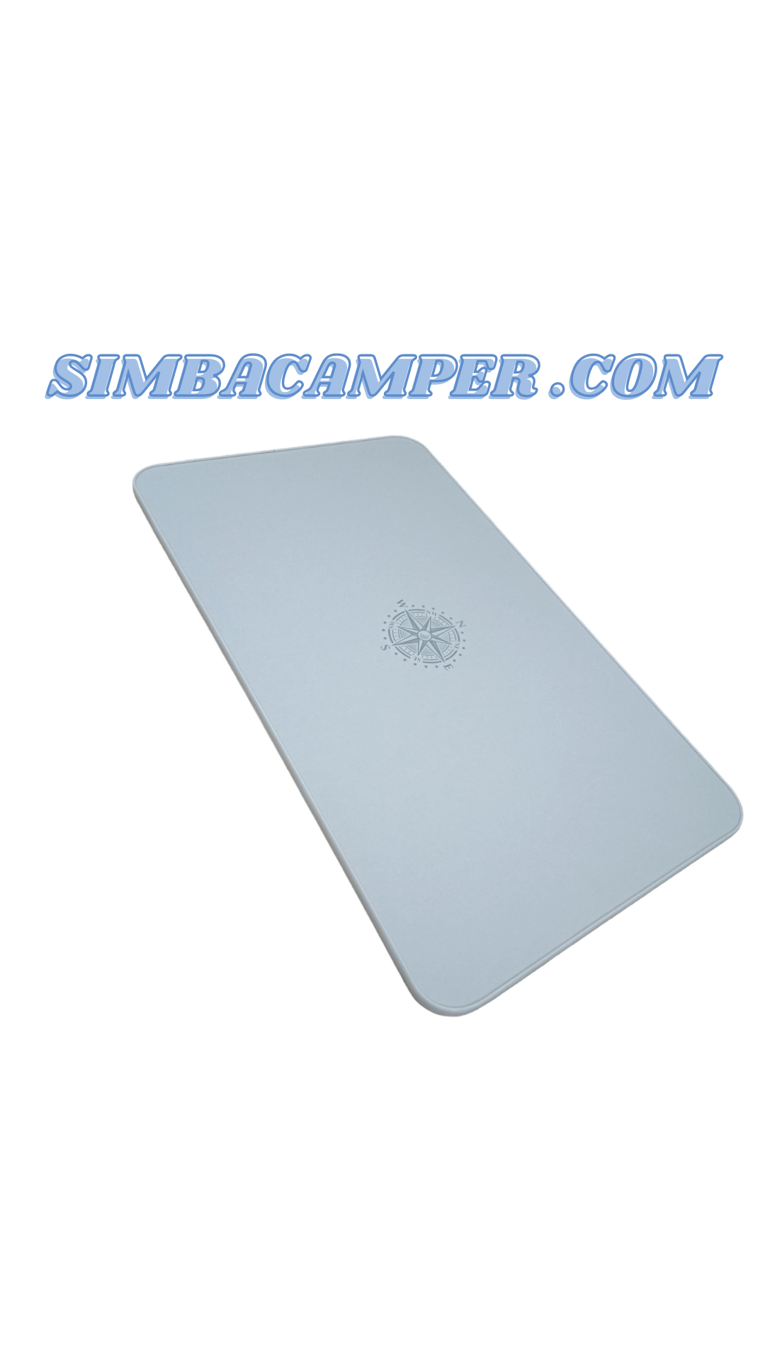 Mesa Camper Contrachapado HPL Blanco Mate – Grabado Rosa de los Vientos